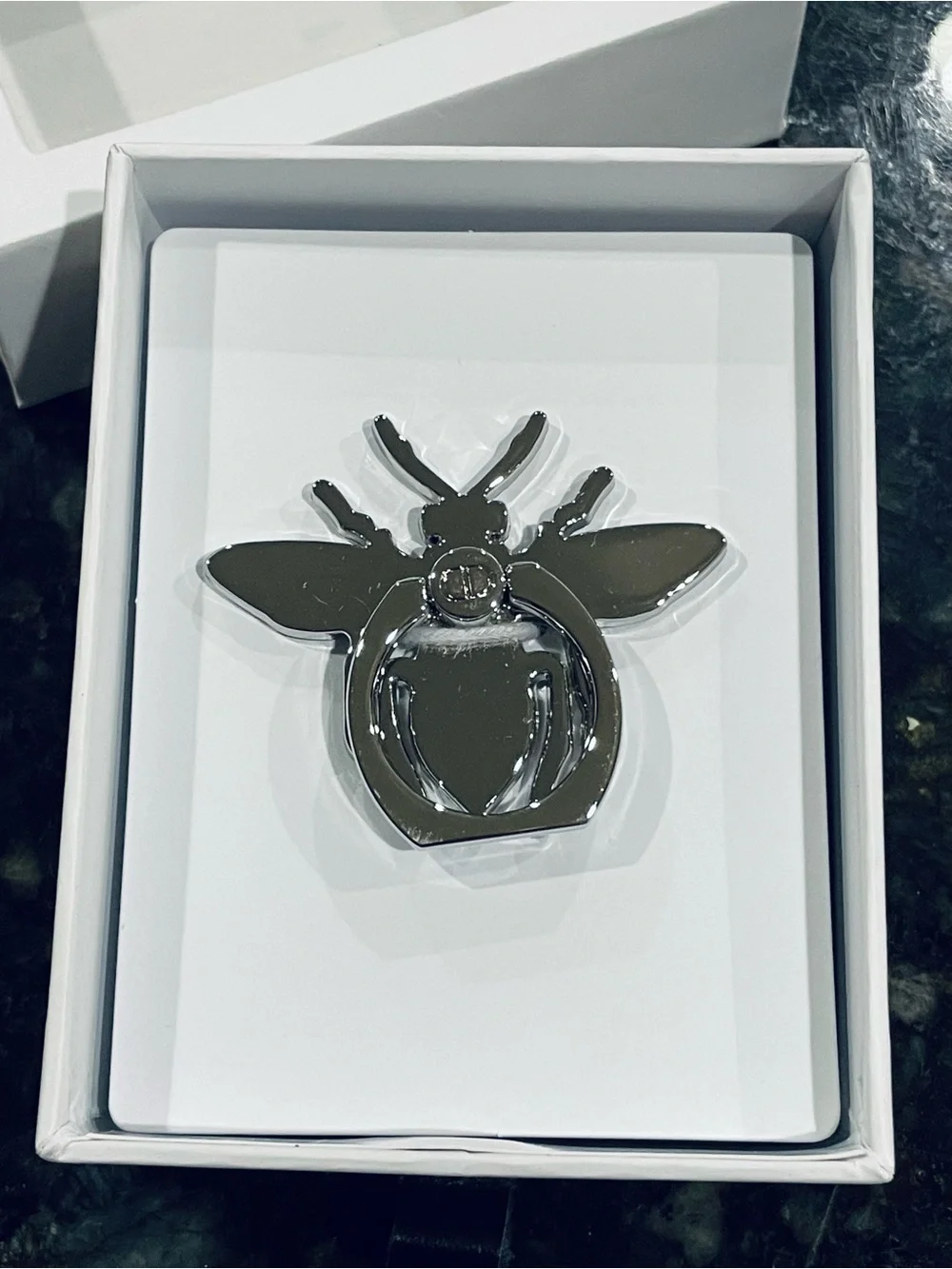 Dior Silver Metal Bee Phone Ring Holder in Silver